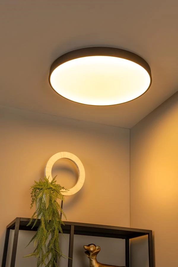 Lucide UNAR - Deckenleuchte - Ø 60 cm - LED 3 StepDim - 1x60W 2700K - Schwarz - Atmosphäre 1